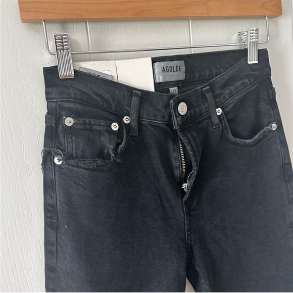 AGOLDE NWT Toni Slim Straight Jeans in Feral New Black 23 - Picture 6 of 9